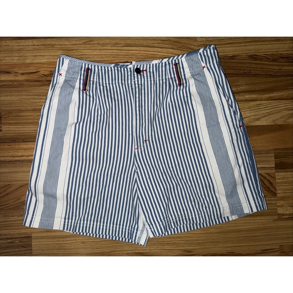 Vtg Women's Esprit De Corp Group EDC Strip Denim Shorts Sz 11/12 Retro Y2K